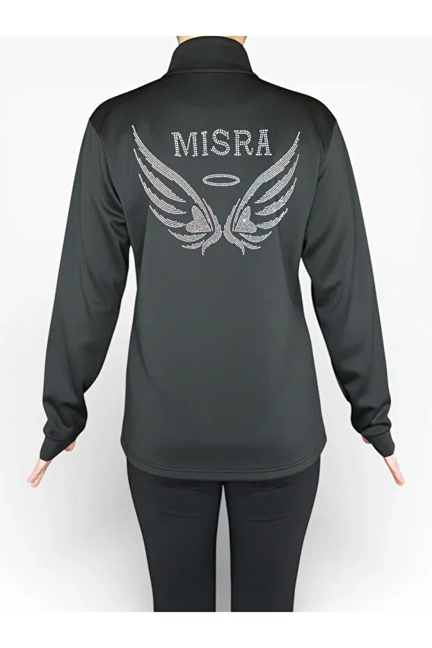 Детские спортивный свитшот для девочек с длинным рукавом She Can Wear, Stoned Name Angel Wing