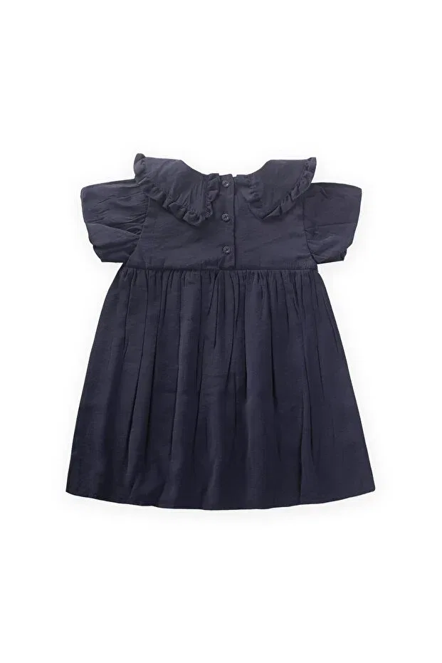 Детское платье для девочек хлопковое Collared modal dress Cigit, Navy Blue — фото 3