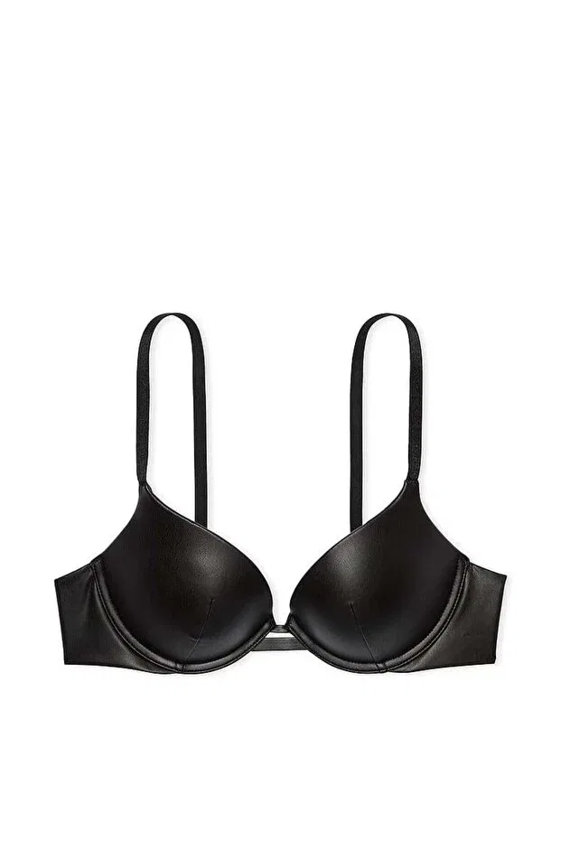 Женский бюстгальтер с пуш-ап Leather look push-up bra Victoria'S Secret, Black — фото 3