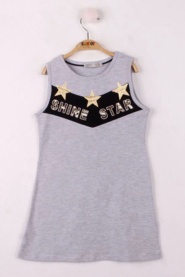 Детское платье для девочек с принтом Star patterned girl's dress Toontoy, Gray Melange