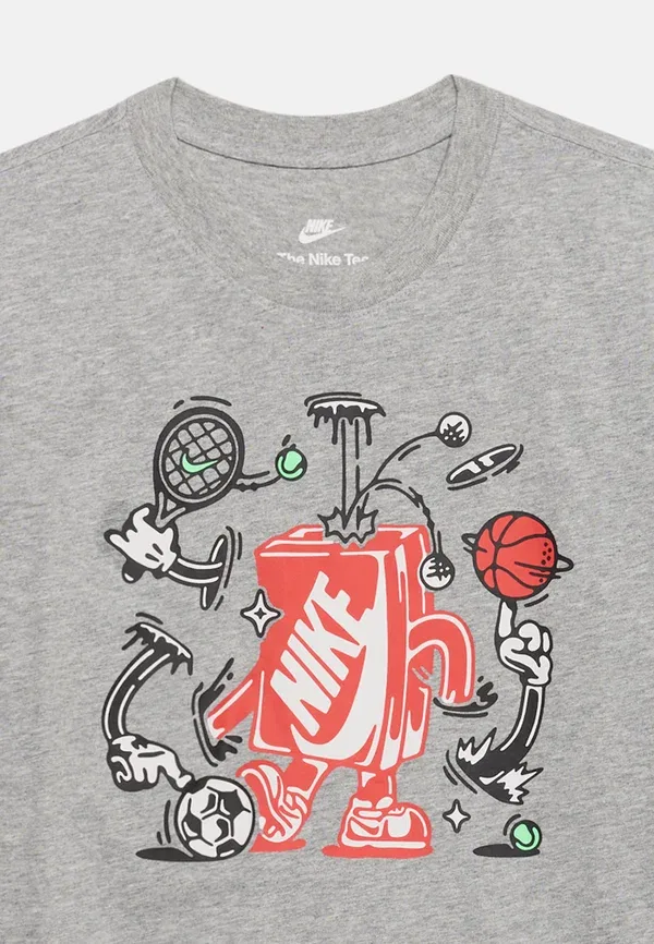 Футболка с принтом, хлопок, Tee boxy unisex - print t-shirt, Nike Sportswear, grey heather, серый — фото 3