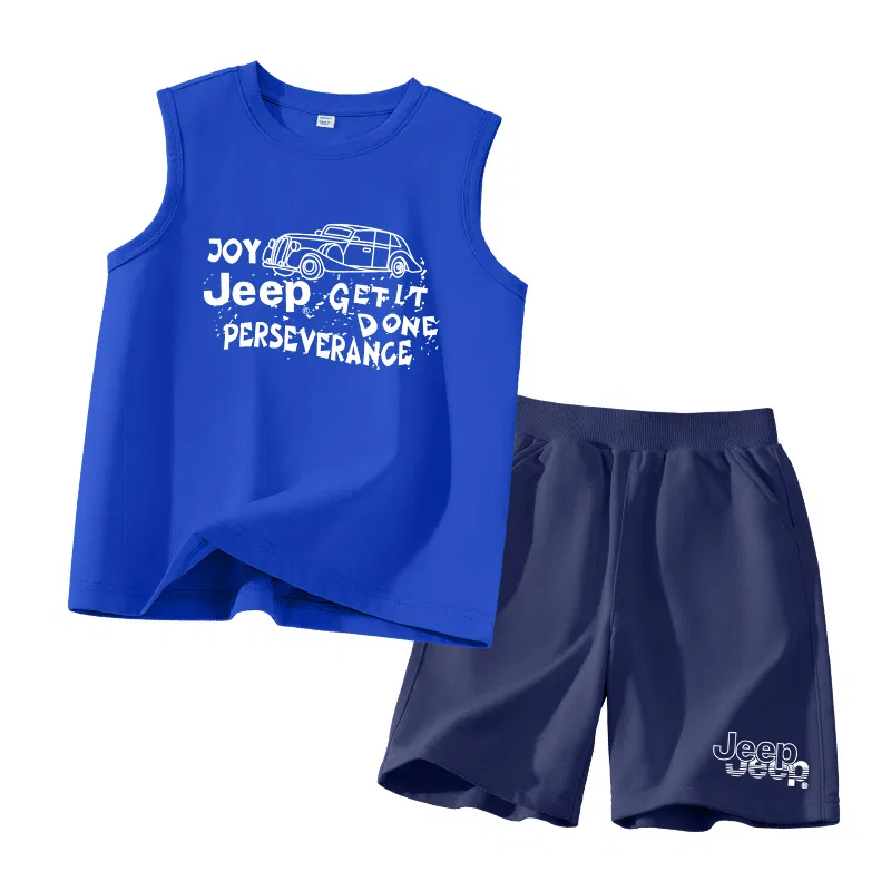 Детский спортивный комплект с кубинским воротником, модель Jeep, Blue
