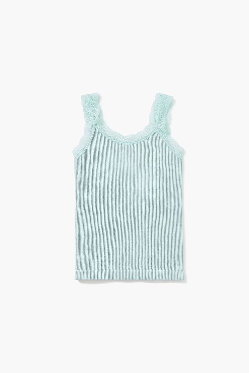 

Бесшовная майка с кружевной отделкой для девочек Forever 21, синий