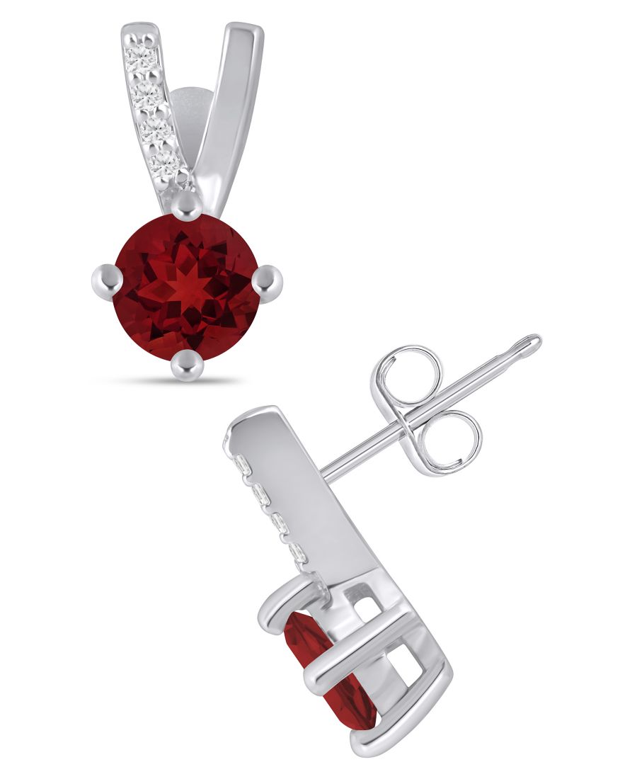 

Серьги с драгоценными камнями и бриллиантами (1/20 карата) в оправе из белого золота 10 карат (также доступны в оправе из желтого золота 10 карат) Macy's, Garnet