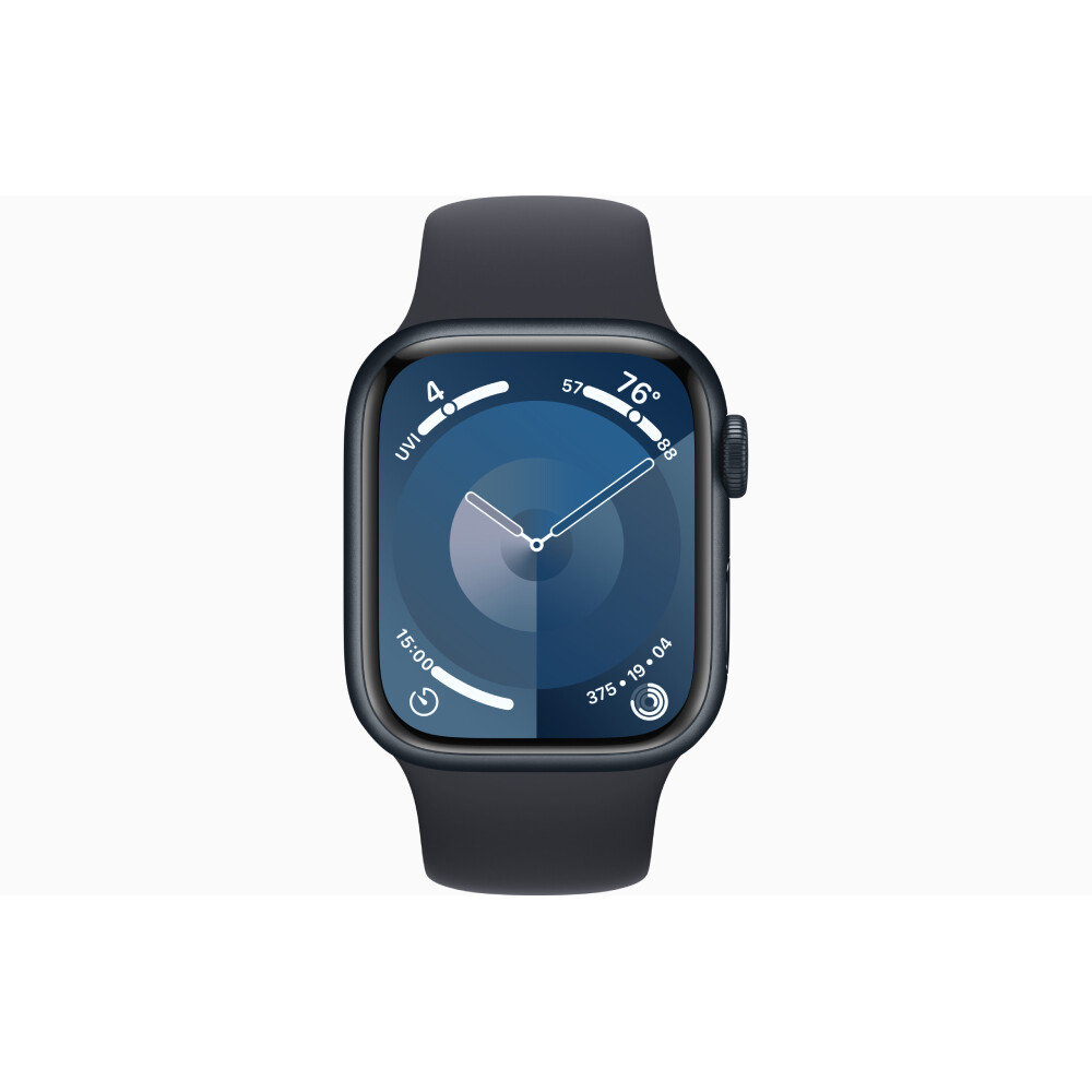Умные часы Apple Watch Series 9 (GPS), 41мм, Midnight Aluminum Case/Midnight Sport Band - S/M — фото 2