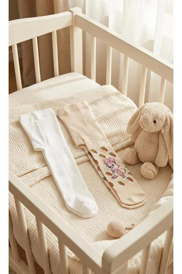Детские колготки для девочек хлопковые комплект 2 шт. Miniday Baby, Beige — фото 2
