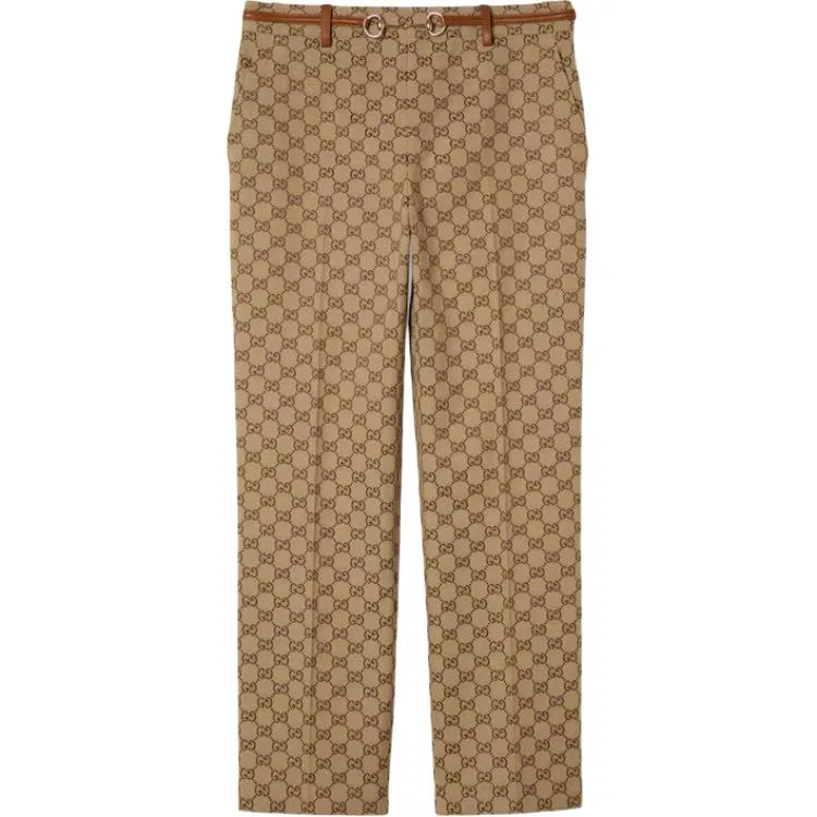 Женские брюки GUCCI, свободный крой, Camel