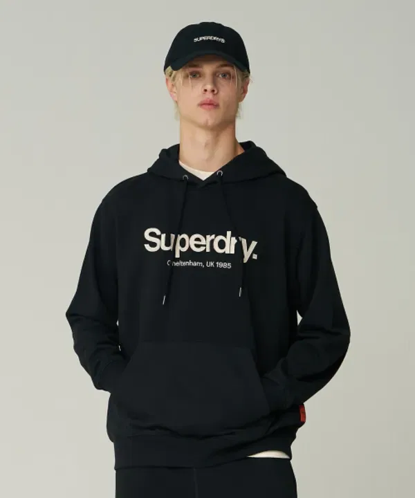 Худи с большим логотипом, Superdry, черный