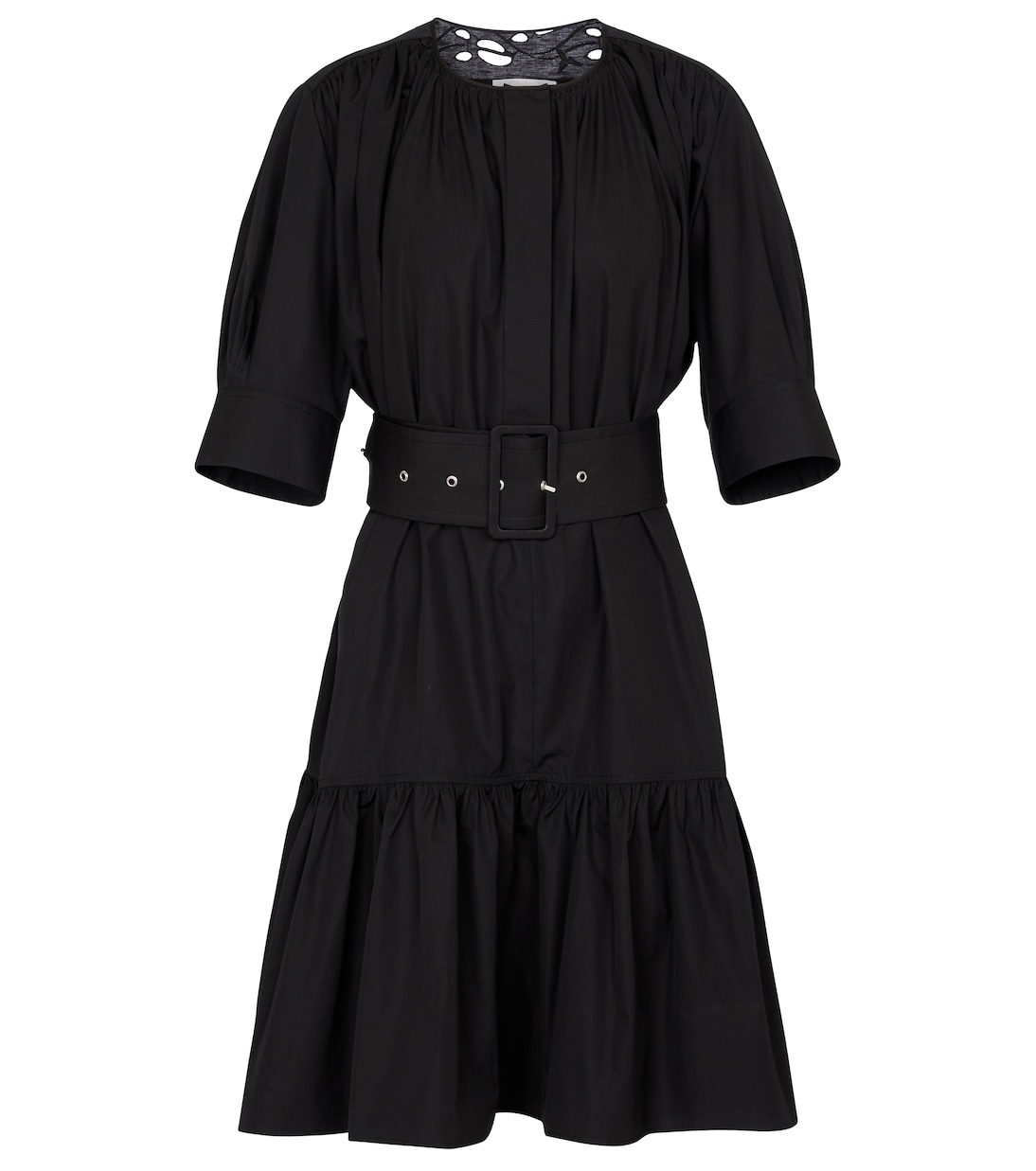 

Мини-платье из хлопкового поплина с поясом Chloé, черный