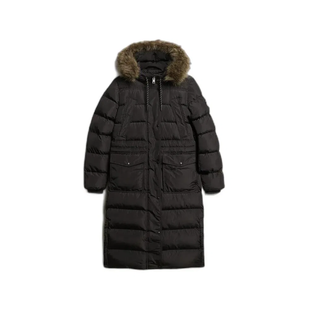 Женское пальто с искусственным мехом Superdry Everest, Черный