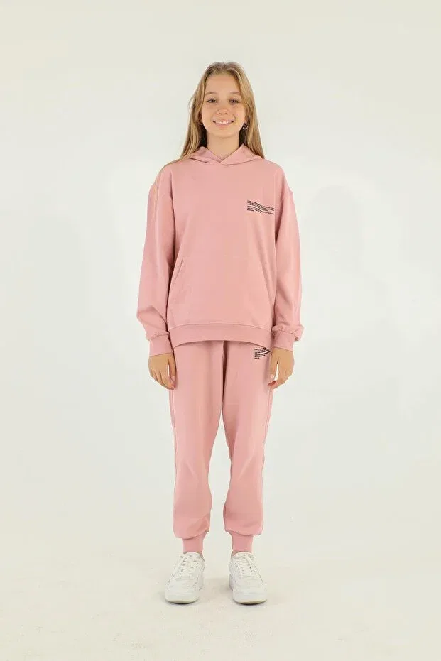 Детский комплект спортивного костюма для девочек с принтом Basics Black One, Lilac