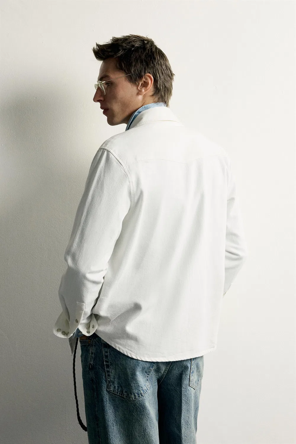 Рубашка в стиле вестерн из хлопка и лиоцелла, стандартного кроя. ZARA, White — фото 3