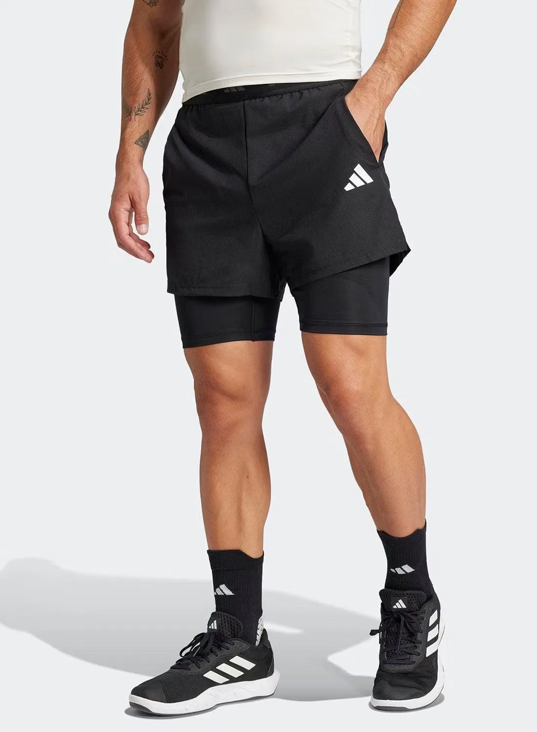 Шорты 2-в-1 с технологией CLIMACOOL Gym+ Adidas, черный