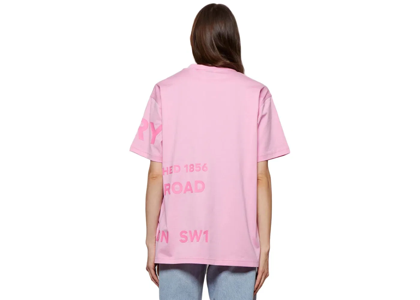 Женская футболка с принтом Burberry Carrick Logo-Print Cotton-Jersey, Pink — фото 2