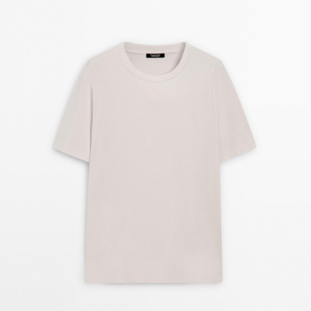 

Футболка Massimo Dutti 100% Mercerised Cotton, кремовый, Бежевый, Футболка Massimo Dutti 100% Mercerised Cotton, кремовый