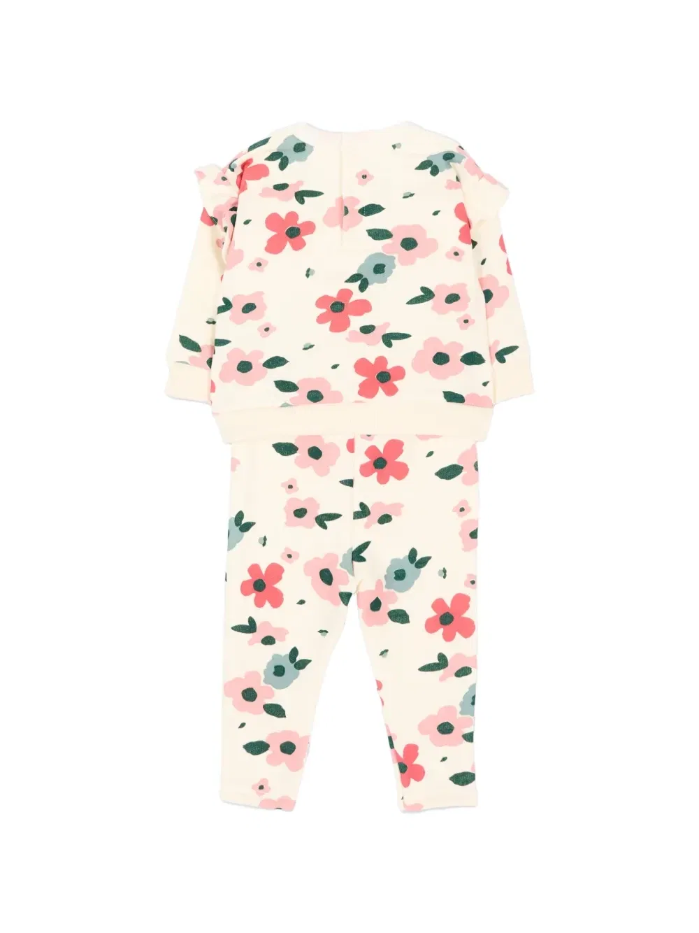 Спортивный костюм с оборками и цветочным принтом Petit Bateau, бежевый — фото 2