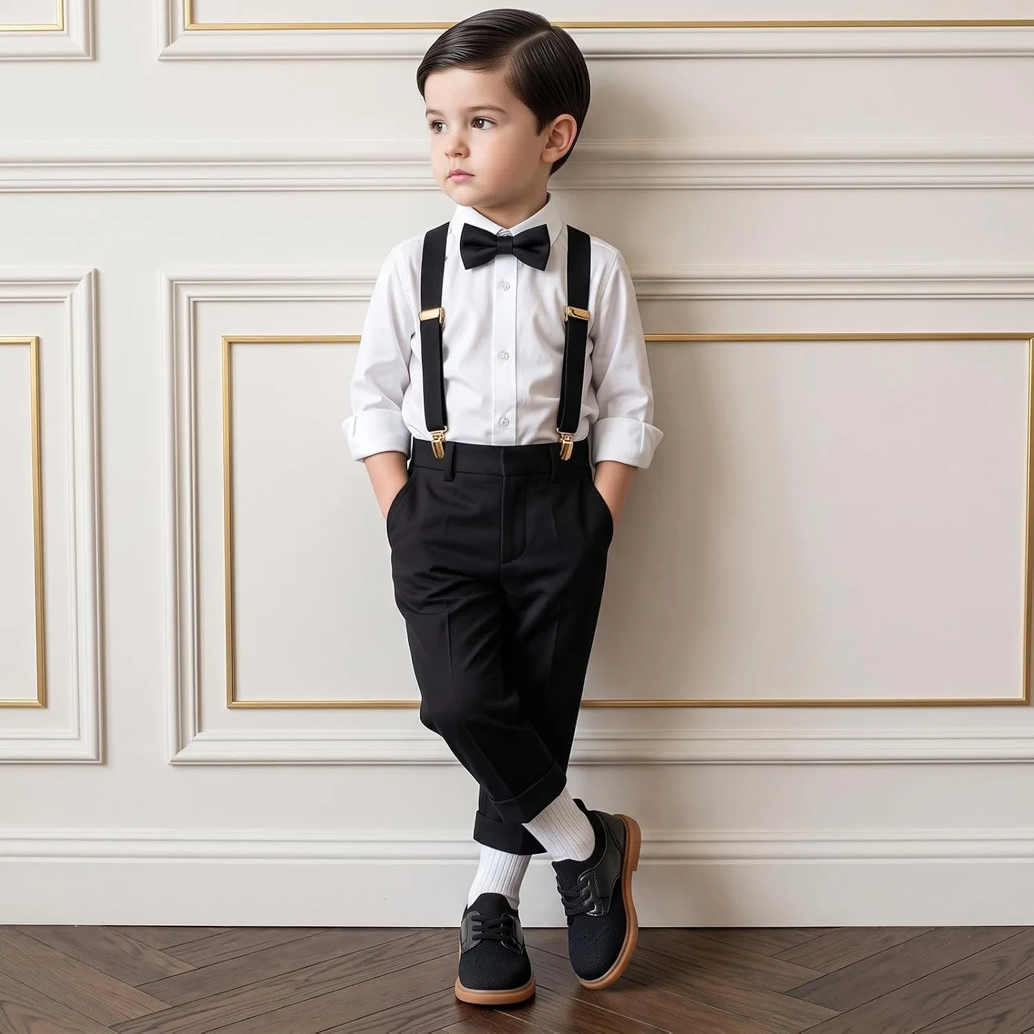 Детские туфли-оксфорды для мальчиков с широким носком STQ KIDS, Black — фото 3