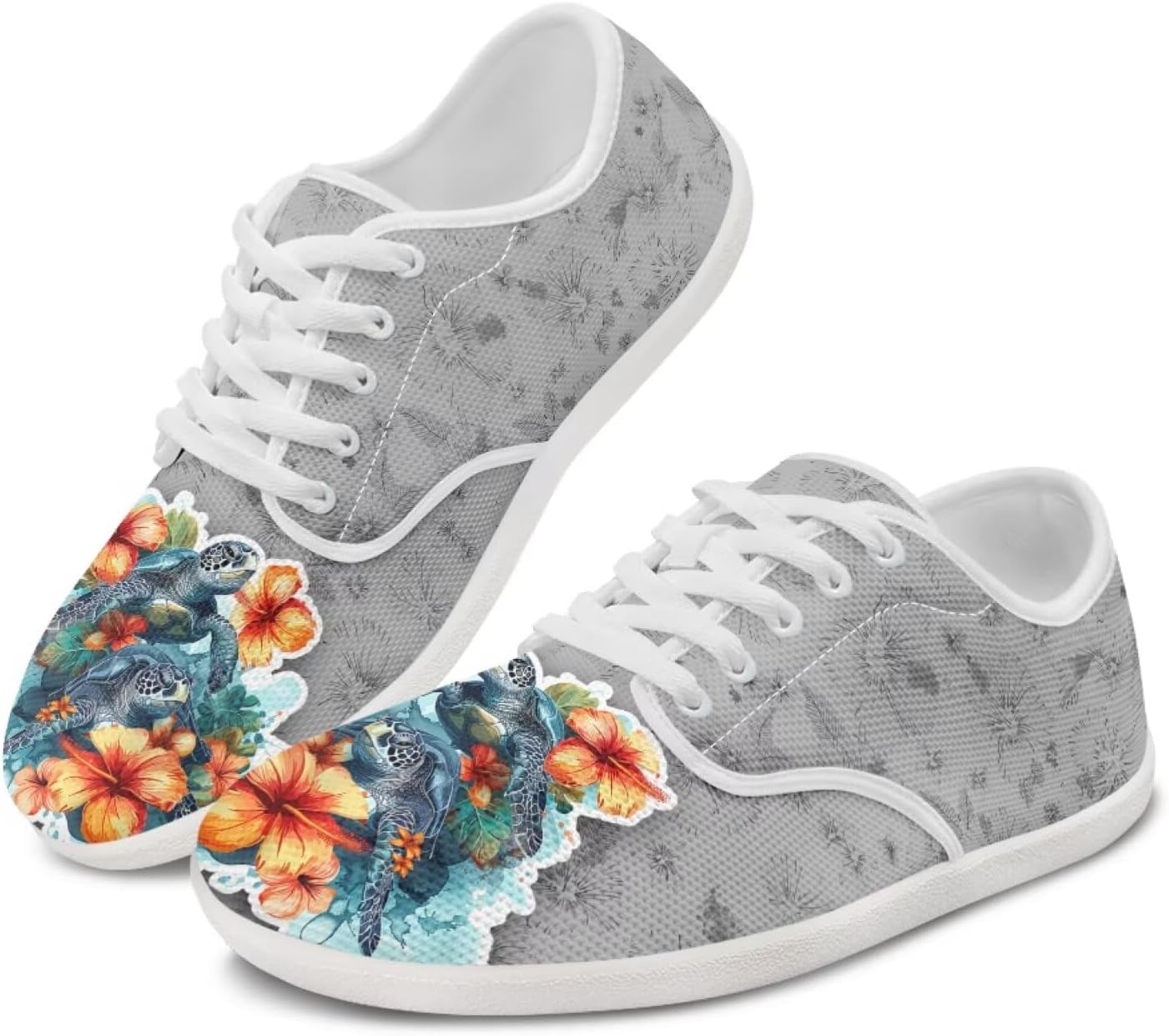 

Мужские обувь с широкой носочной частью Минималистичная обувь Легкие туфли без шнуровки для прогулок для женщин и мужчин Pointodoor, Sea Turtle Hibiscus Pattern