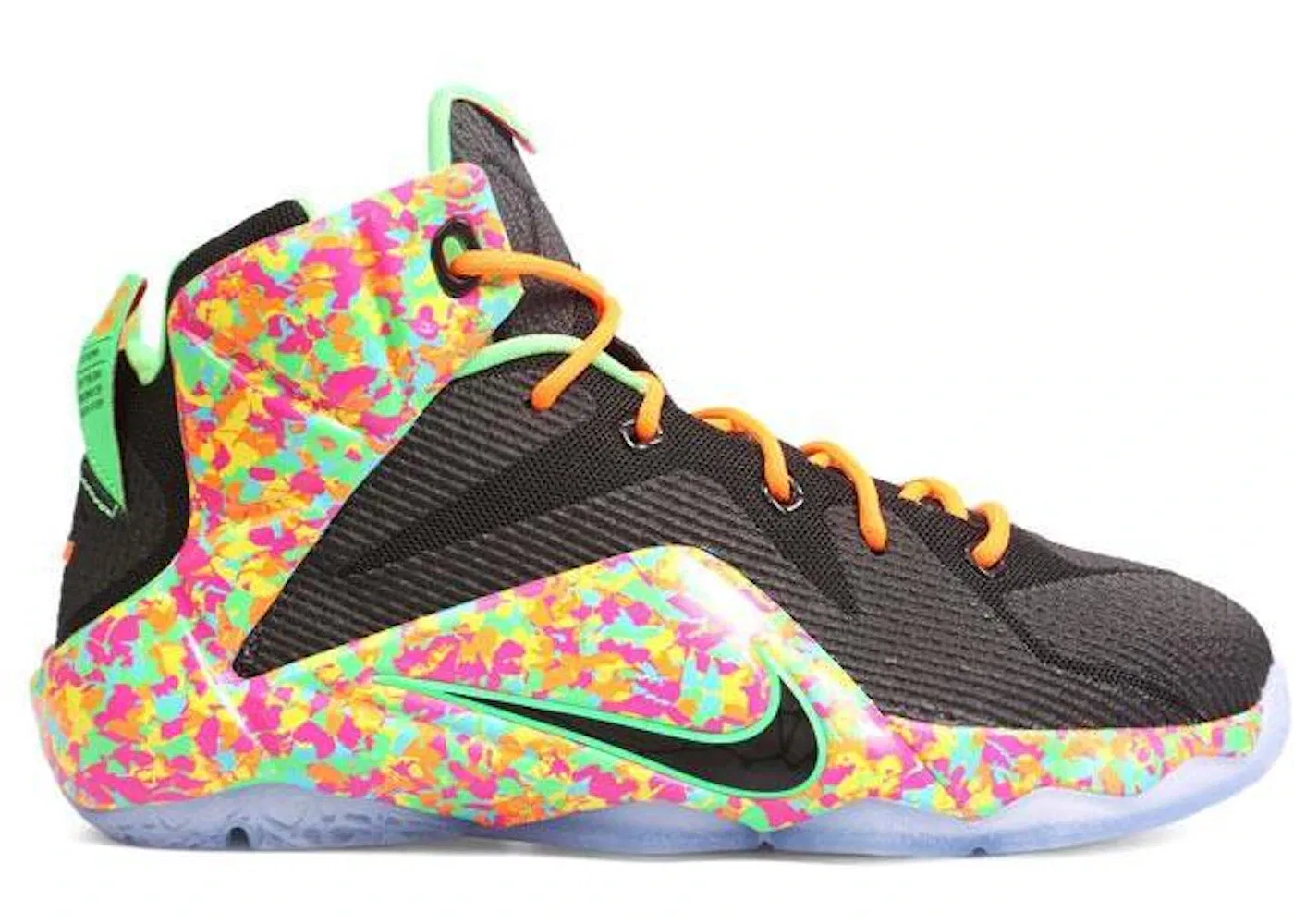 Детские кроссовки для мальчиков с верхом из синтетики Nike LeBron 12, Black/Black-Multi-Color
