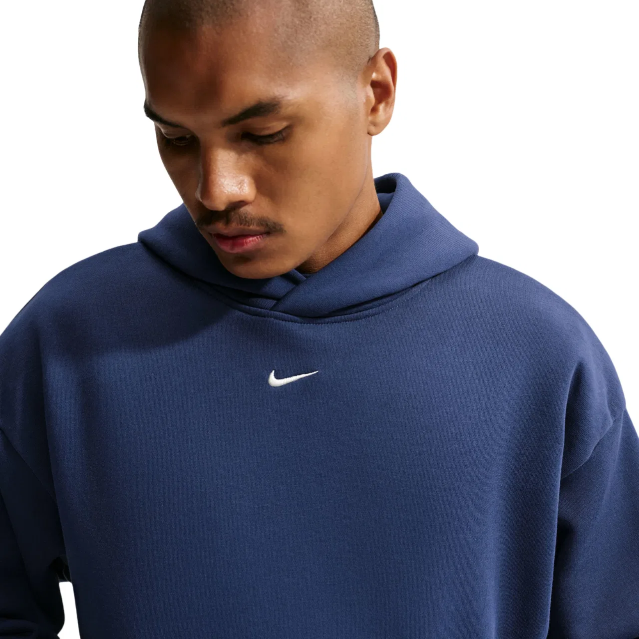 Мужское худи с начесанной подкладкой Solo Pullover Concept Nike, белый/темно-синий — фото 3