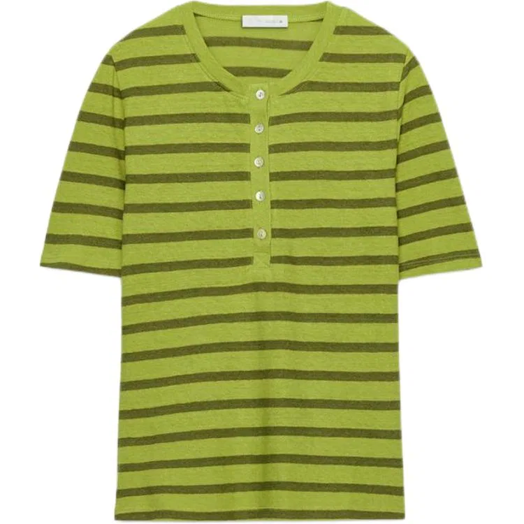 Женская футболка с воротником-стойкой Henry Collar ZARA, Green