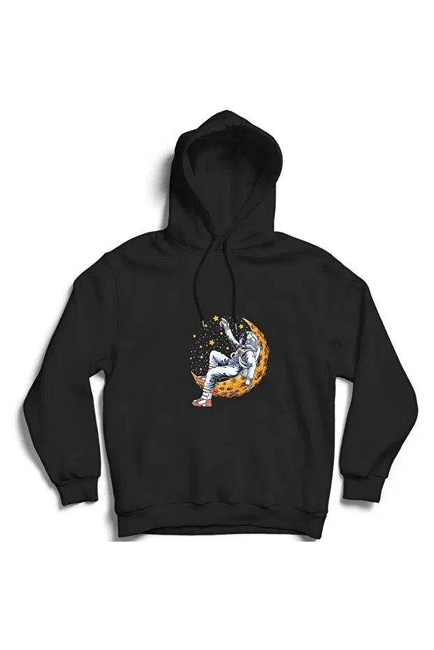 Детское худи для девочек с принтом Space Hooded Astronaut Sweatshirt The Fame, Black