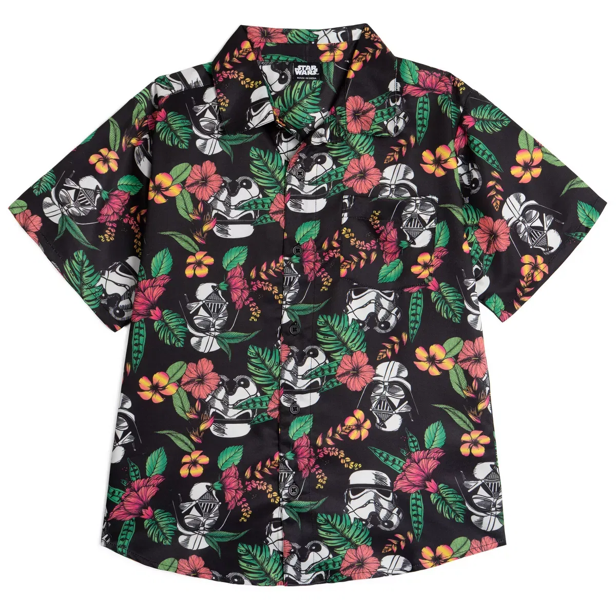 Детская рубашка с принтом Star Wars Stormtrooper Darth Vader Hawaiian Button Down Shirt Star Wars, Black