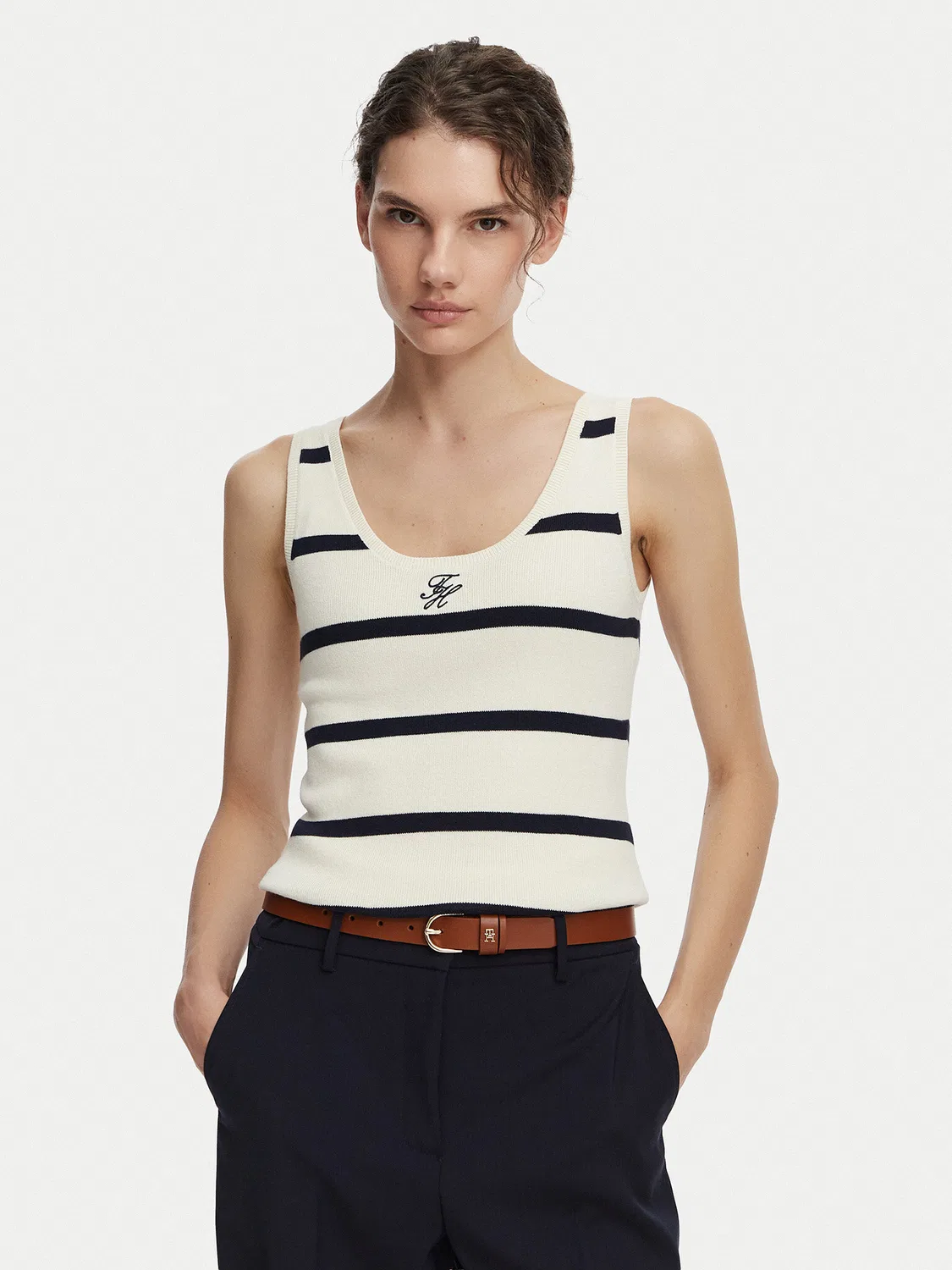 Женский топ облегающего кроя Tommy Hilfiger, кремовый