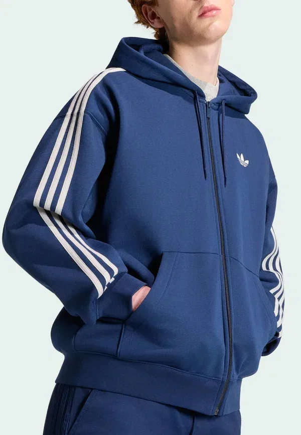 Толстовка Adidas adicolor оверсайз на молнии - свитшот на молнии Adidas Originals, серый — фото 4