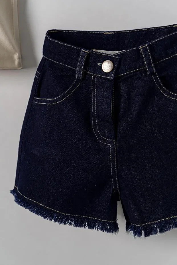 Детские шорты для девочек с кисточками Nk Kids, Dark Blue — фото 2
