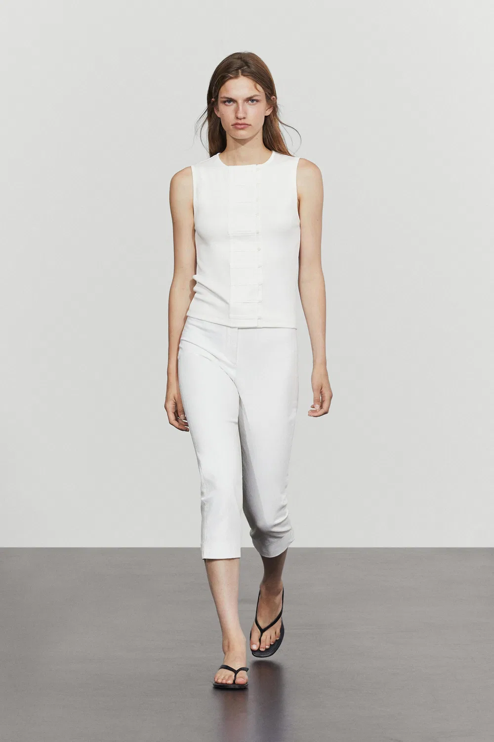Футболка Massimo Dutti с нагрудником, кремовая