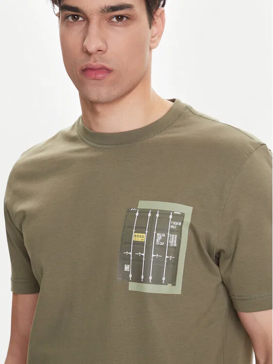 Футболка regular fit Te_Container Boss, зеленый — фото 4
