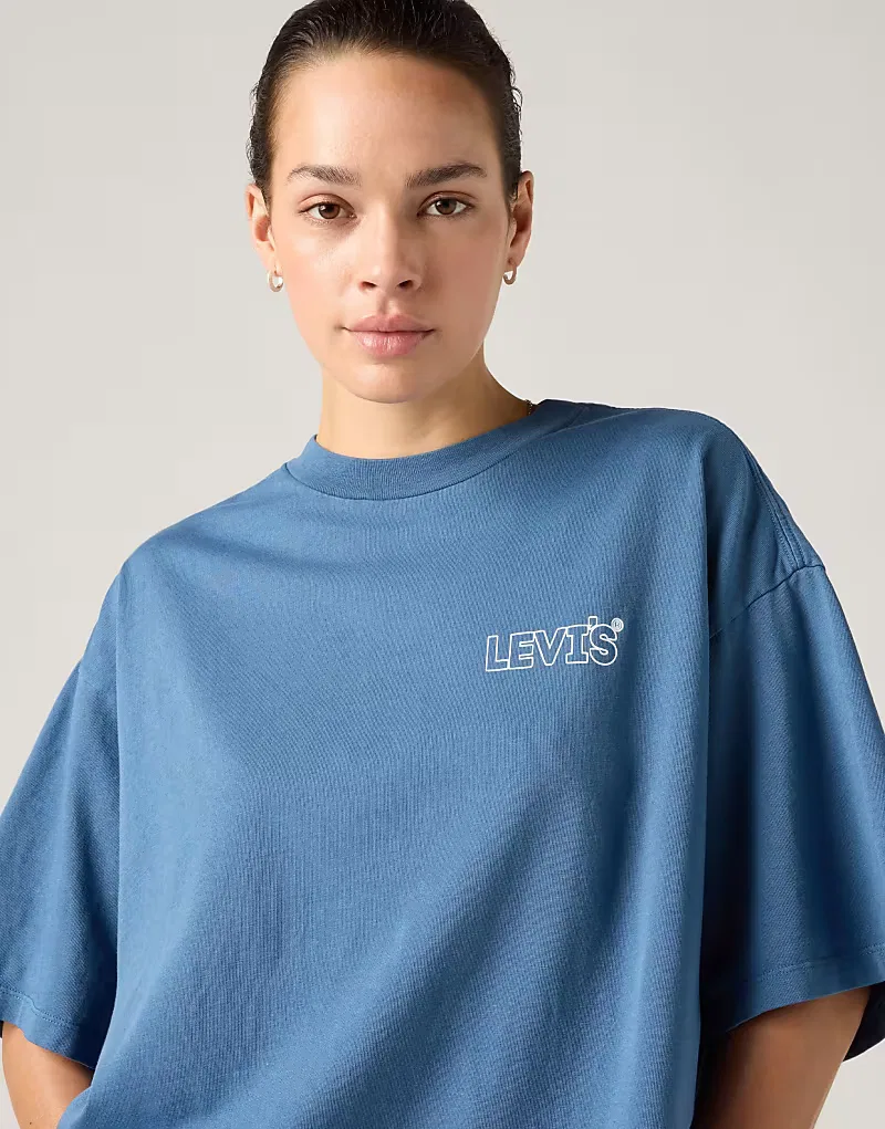 Футболка укороченная хлопковая с графическим принтом Levi's, синий — фото 4