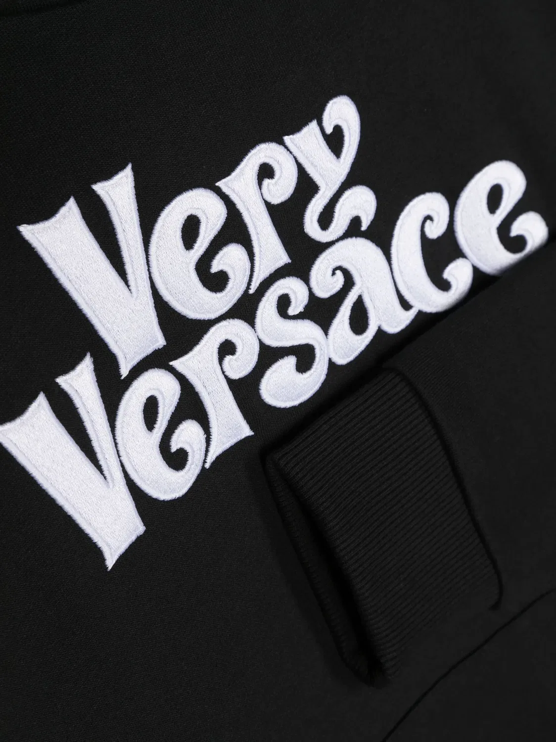 Худи с логотипом из хлопка Versace, черный — фото 3