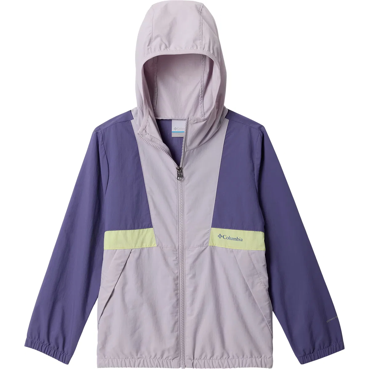 Детская ветровка для мальчиков с водоотталкивающей пропиткой Spire Valley Windbreaker Columbia, Stormwatch/Lavender Pearl/Citron Haze