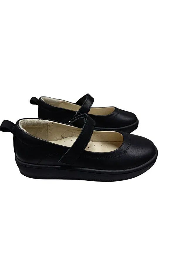 Детские балетки для девочек кожаные Active Kids Shoes, Black — фото 2