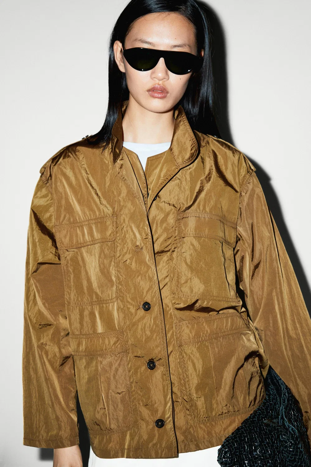 Куртка Massimo Dutti, техническая, с карманами, тоffee — фото 3