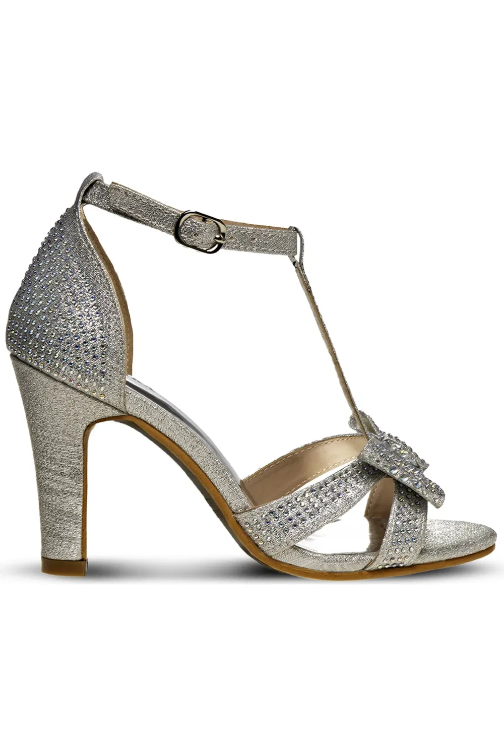 Детские сандалии на каблуке со стразами Badgley Mischka Collection, Silver — фото 3