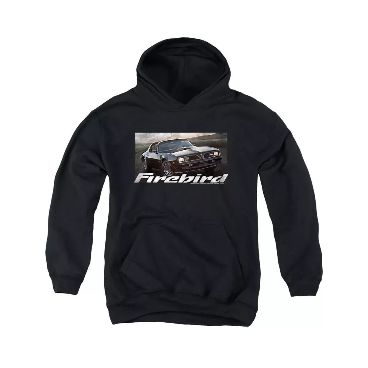 Детский худи с принтом Pontiac Firebird 76 Chevrolet, Black