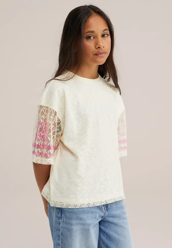 Футболка с принтом Print t-shirt, We Fashion, Light Yellow, светло-желтый — фото 2