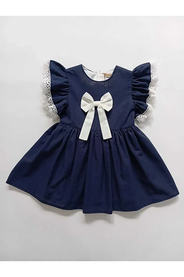 Детское платье для девочек с коротким рукавом Baby, Navy Blue — фото 2