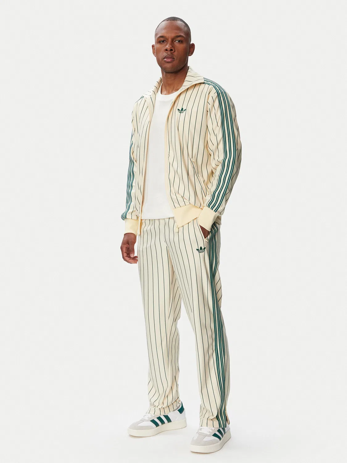 Мужские спортивные штаны стандартного кроя Firebird Pinstripes Adidas, кремовый — фото 2