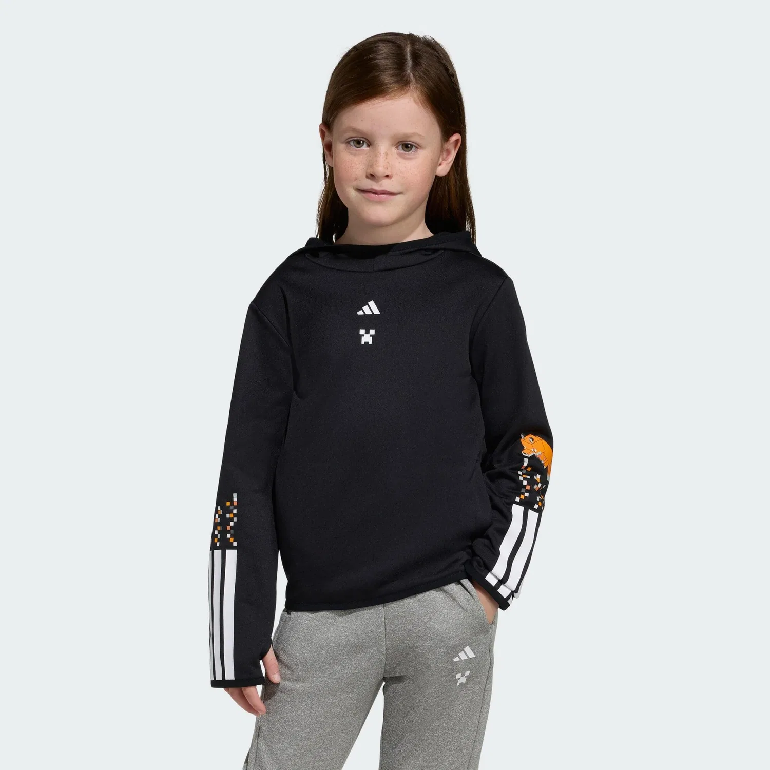 Детское худи с принтом Minecraft Training 3-Streifen Adidas, Schwarz