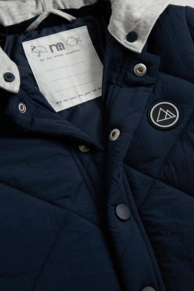 Детское пальто для девочек с капюшоном Mothercare, Navy Blue — фото 2