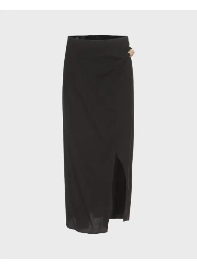 Юбка-миди трапеция с вышивкой бисером Zara, черный