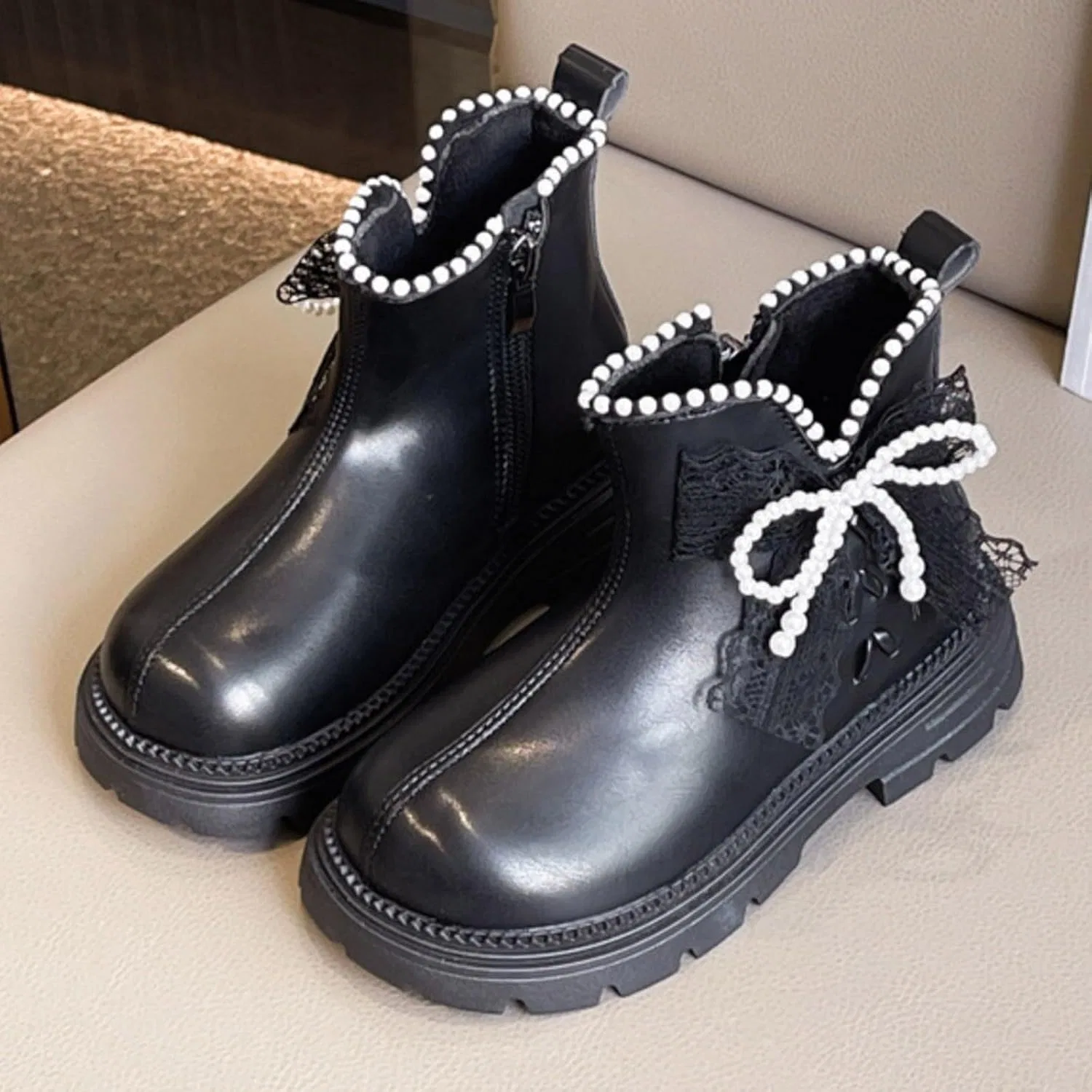 Детские зимние сапоги для девочек с мехом SHOPESSA, Black — фото 2