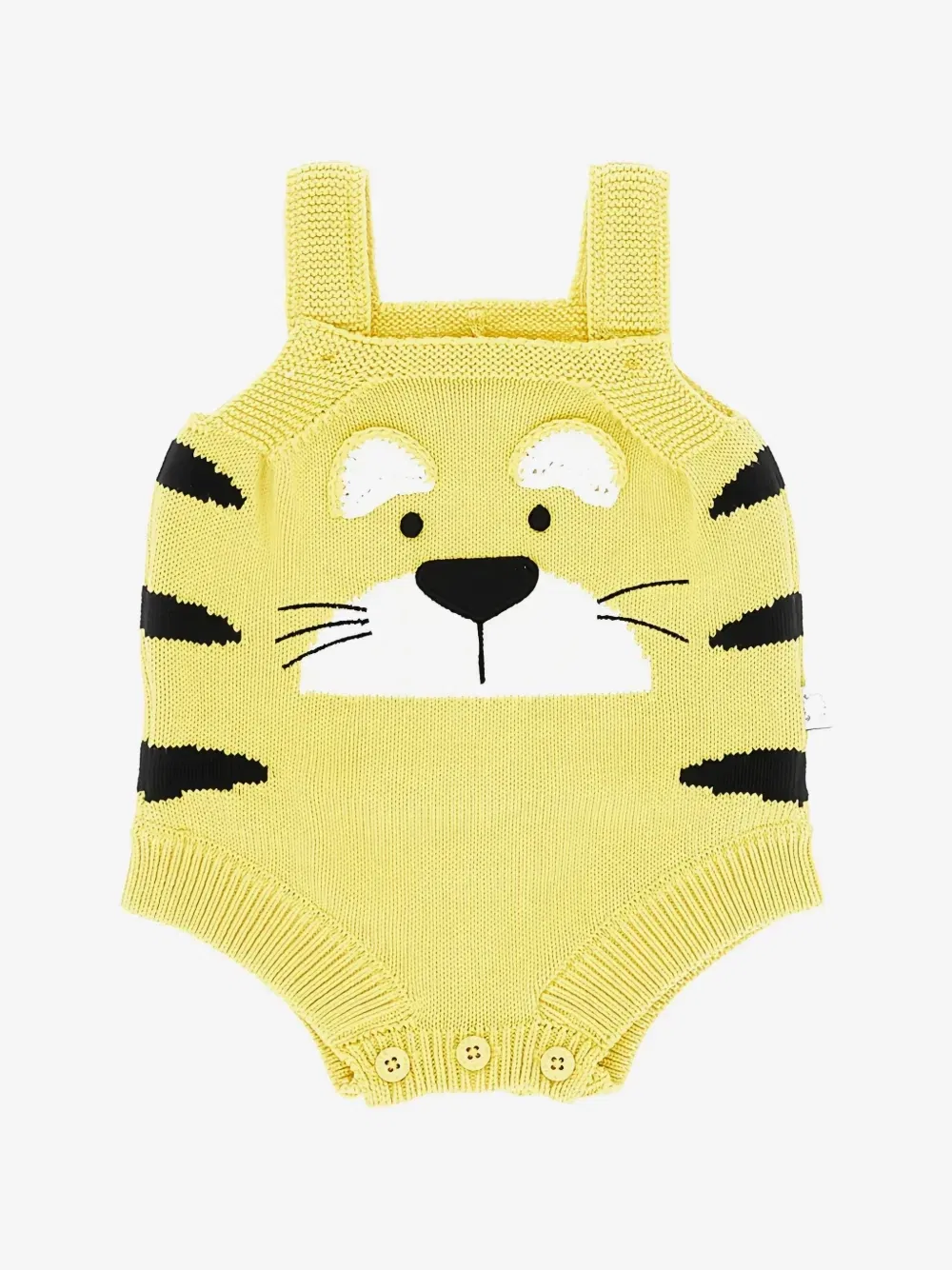 Трикотажный комбинезон с интарсией в виде тигра Stella McCartney Kids, желтый