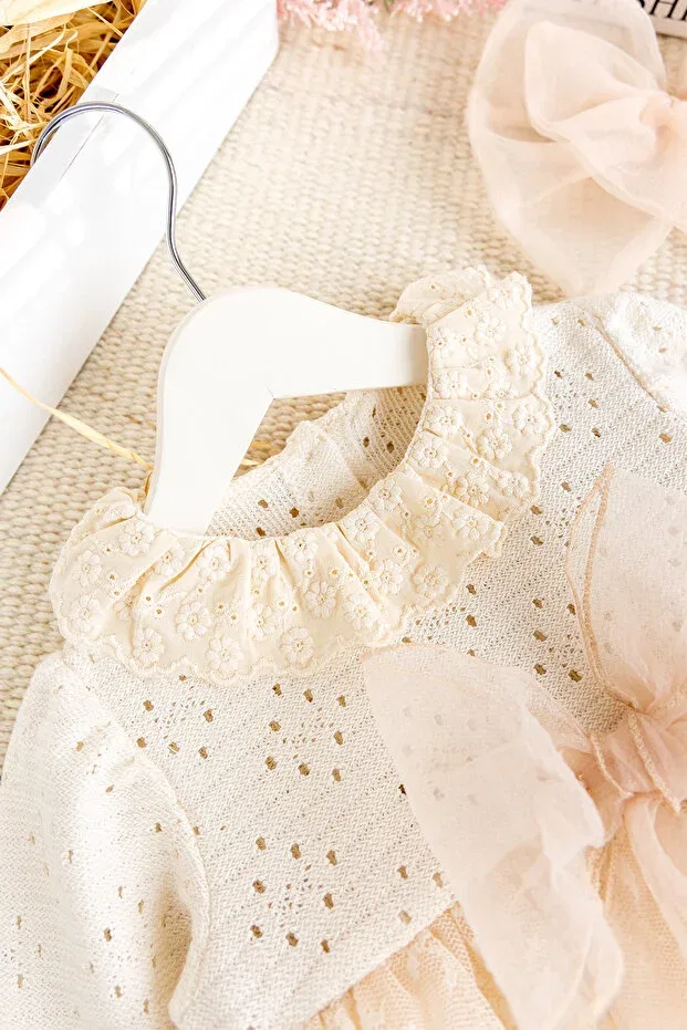 Детское платье для девочек с кружевом Babymod, Cream — фото 4