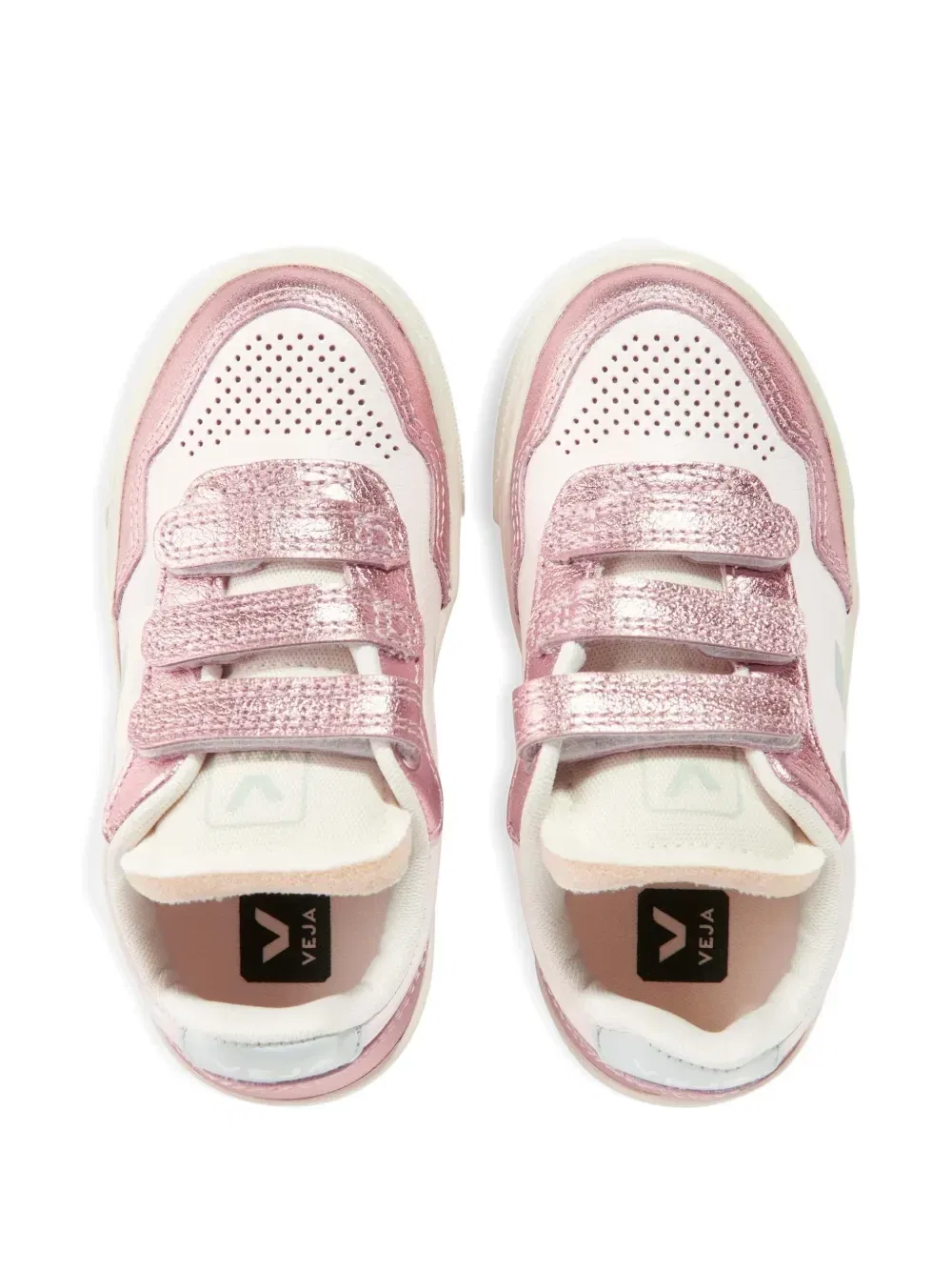 Кроссовки с блестками Veja Kids, бежевый — фото 3