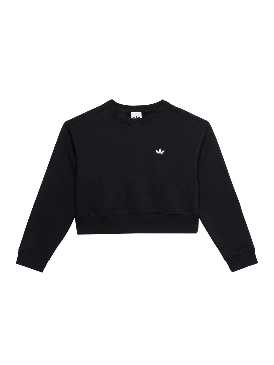 Толстовка ADIDAS ORIGINALS 'Boxy Crew Sweatshirt Fleece Long' черного цвета